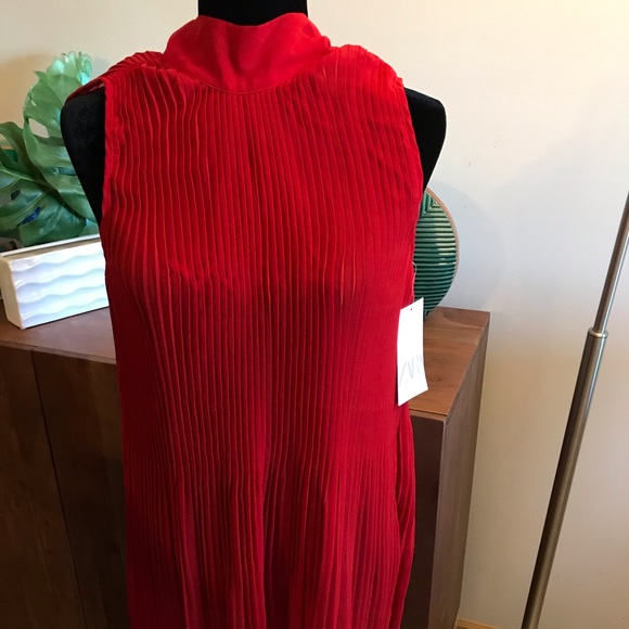 Zara Red Pleated Top with Tie Closure - Picture 7 of 15